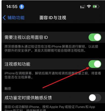 三门苹果14维修网点分享iPhone14注视感知功能有什么用 